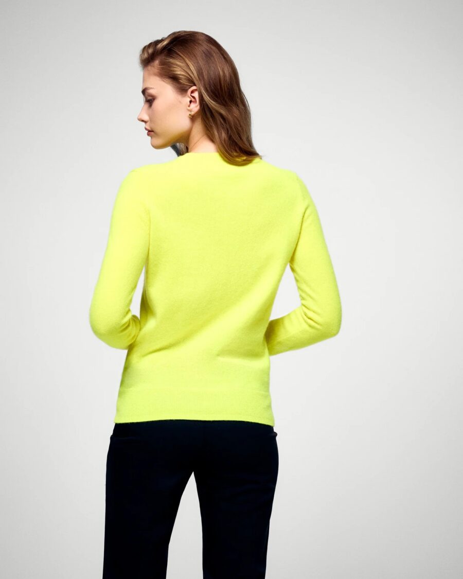 Pull col rond jaune fluo – Image 2