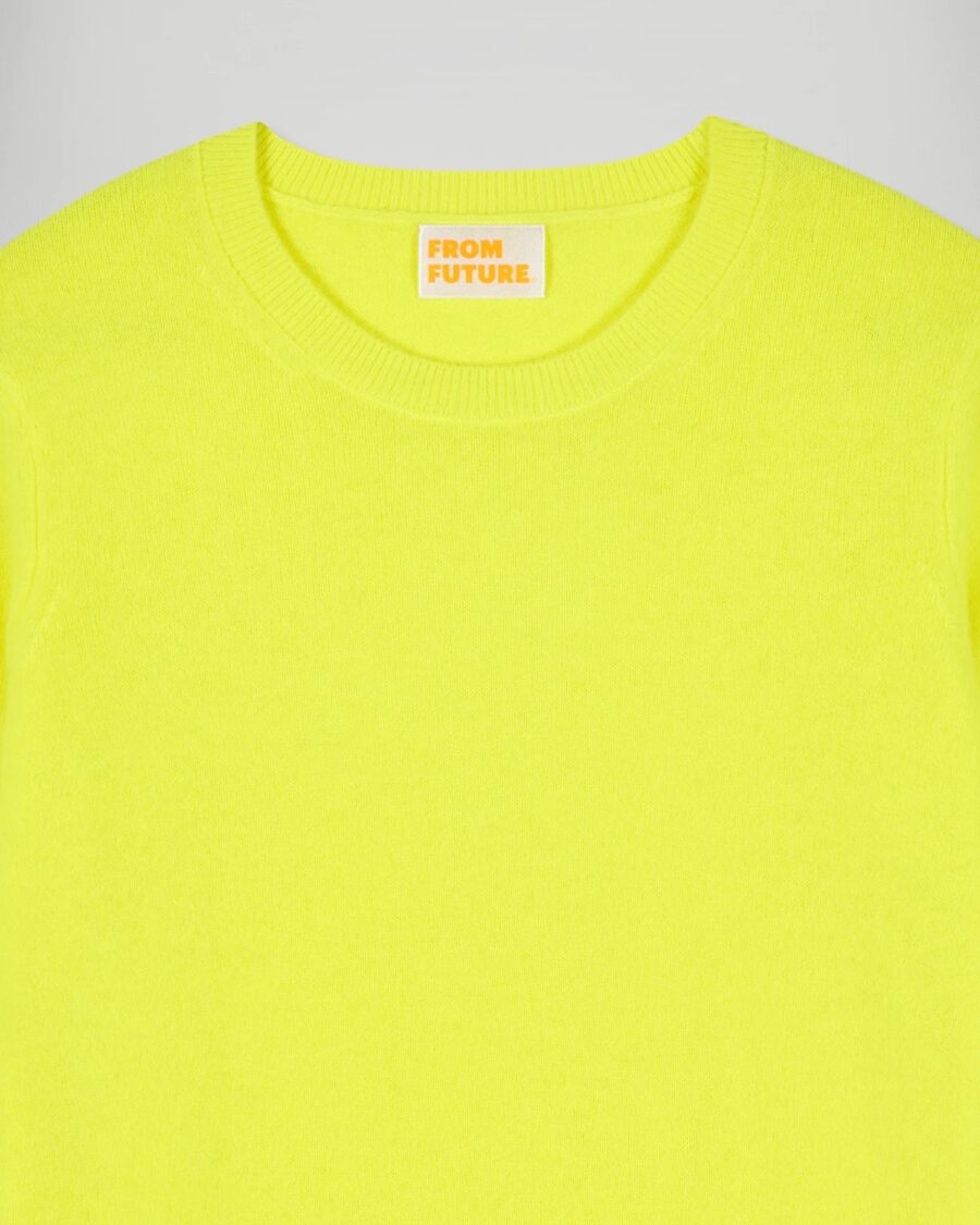 Pull col rond jaune fluo – Image 3