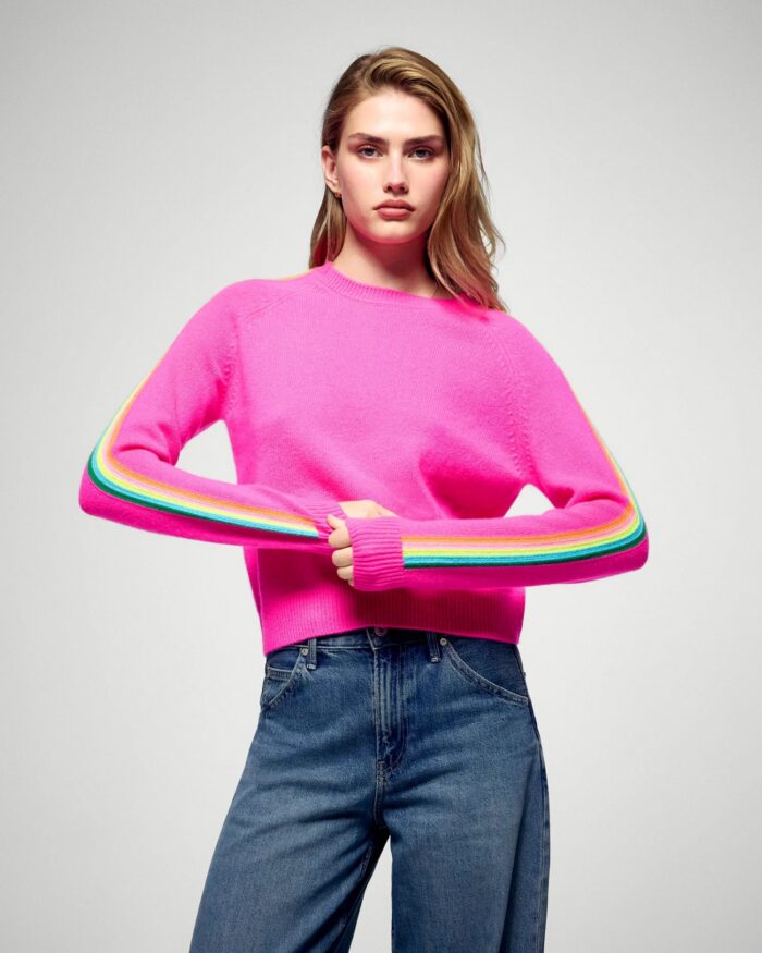 Pull col rond cosmic pink/multicolor