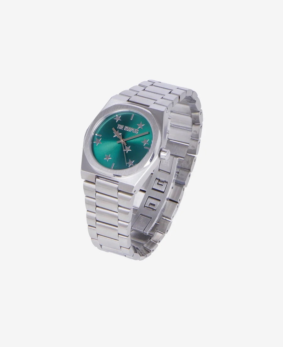 Montre stars argent sur fond vert – Image 2