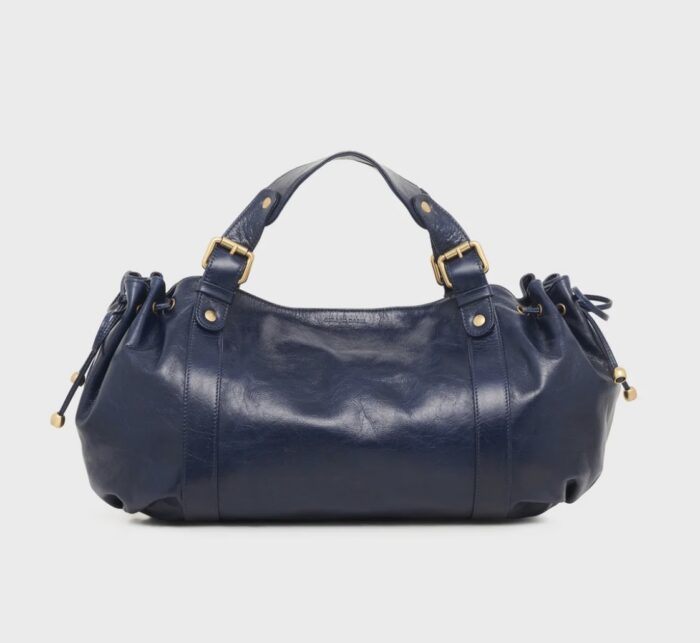 Sac 24H en Cuir Froissé Bleu Jeans
